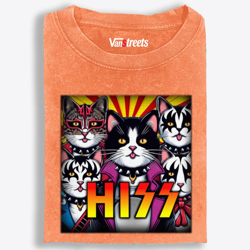 HISS: Feline Face Paint Army Retro Washed T-Shirt | 100% Cotton | Streetwear Essential