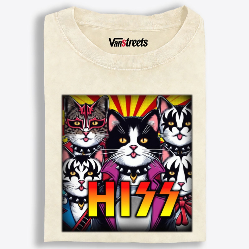 HISS: Feline Face Paint Army Retro Washed T-Shirt | 100% Cotton | Streetwear Essential