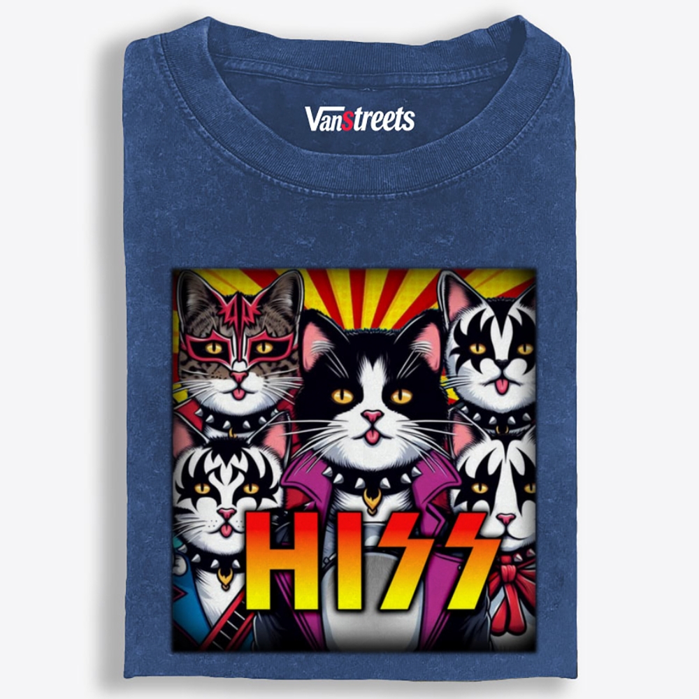 HISS: Feline Face Paint Army Retro Washed T-Shirt | 100% Cotton | Streetwear Essential