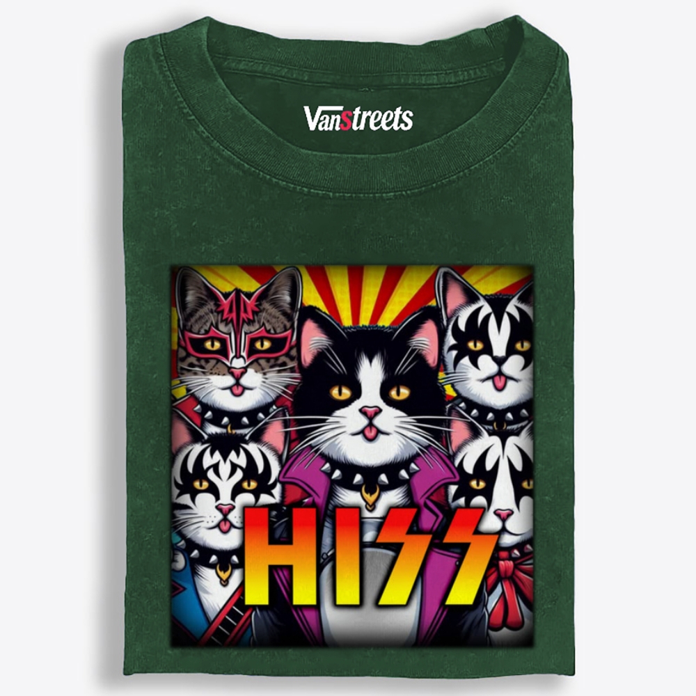 HISS: Feline Face Paint Army Retro Washed T-Shirt | 100% Cotton | Streetwear Essential