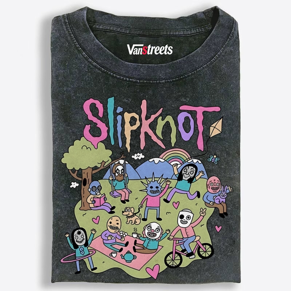 Slipknot: Happy Place Retro Washed T-Shirt | 100% Cotton | Streetwear Essential