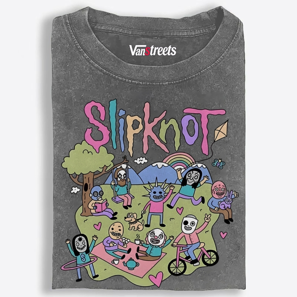 Slipknot: Happy Place Retro Washed T-Shirt | 100% Cotton | Streetwear Essential