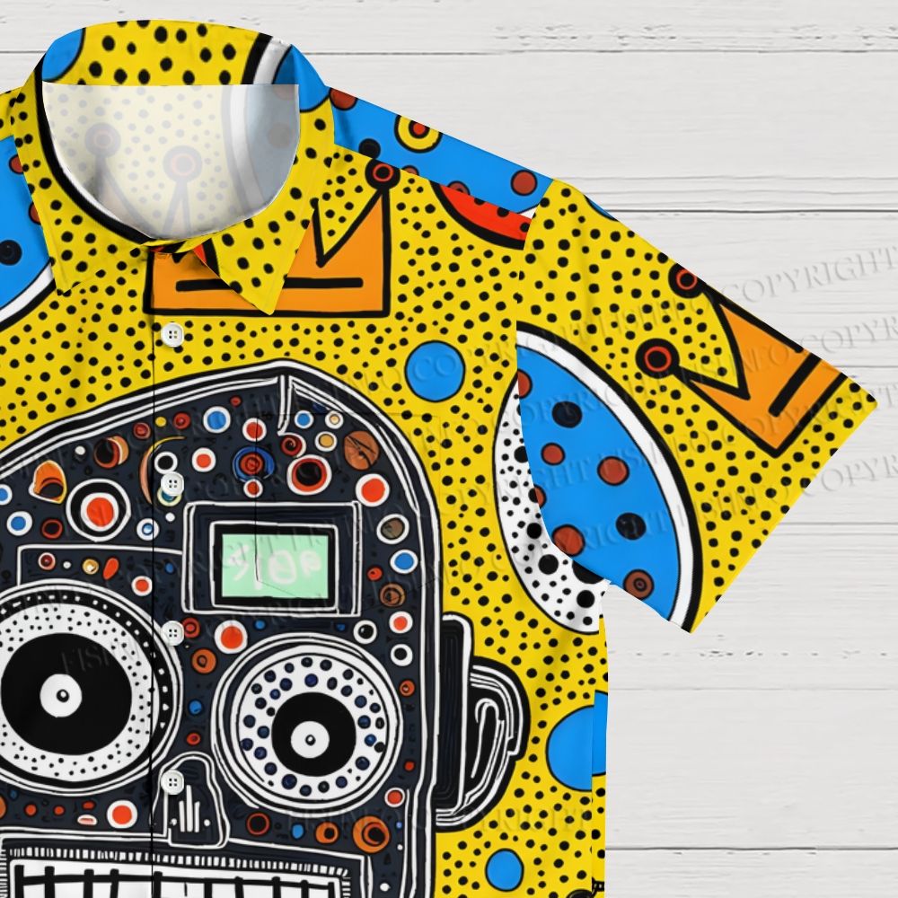 Abstract Robot Portrait With Crown Hawaiian Shirt