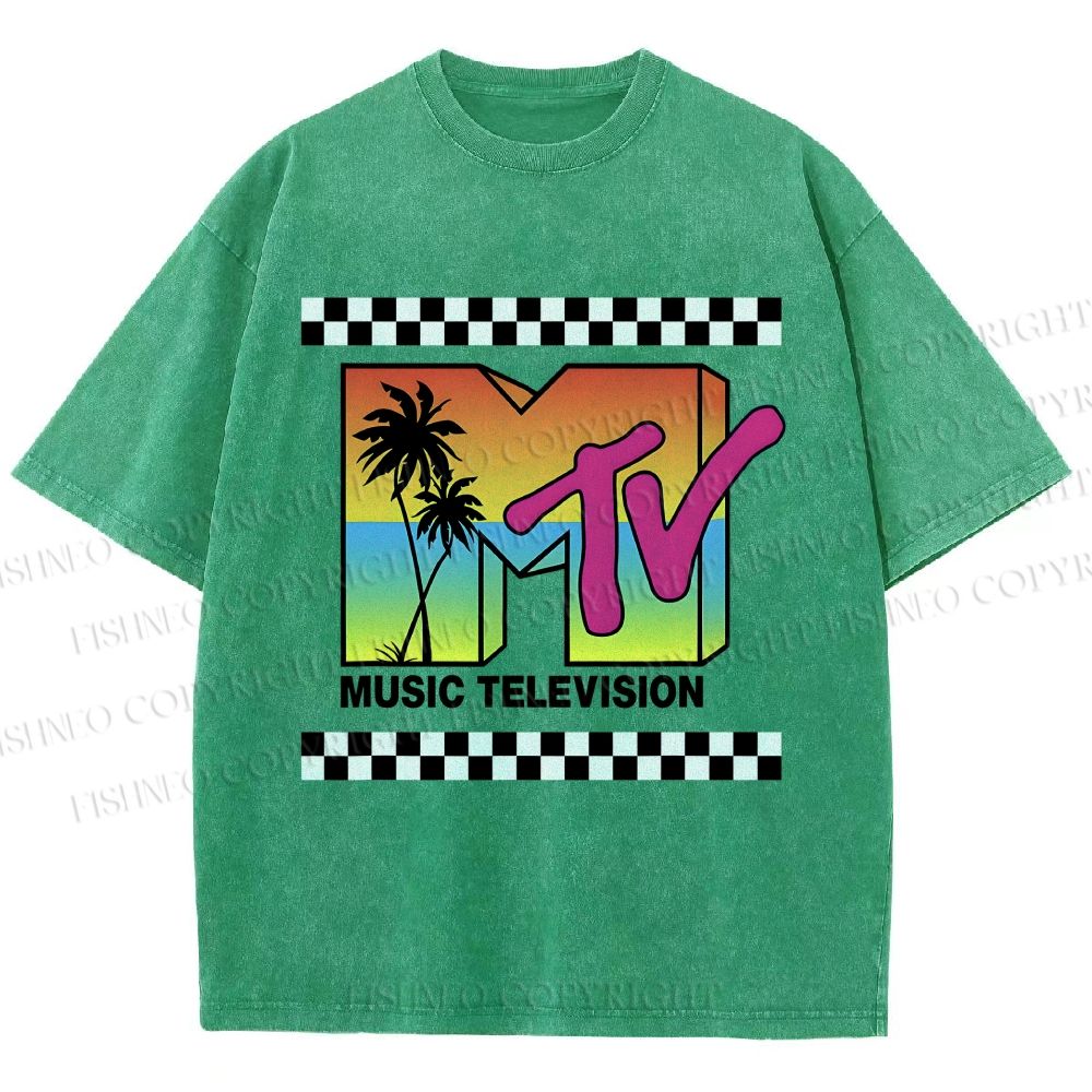 Unisex Mtv Sunset Printed Washed Tee