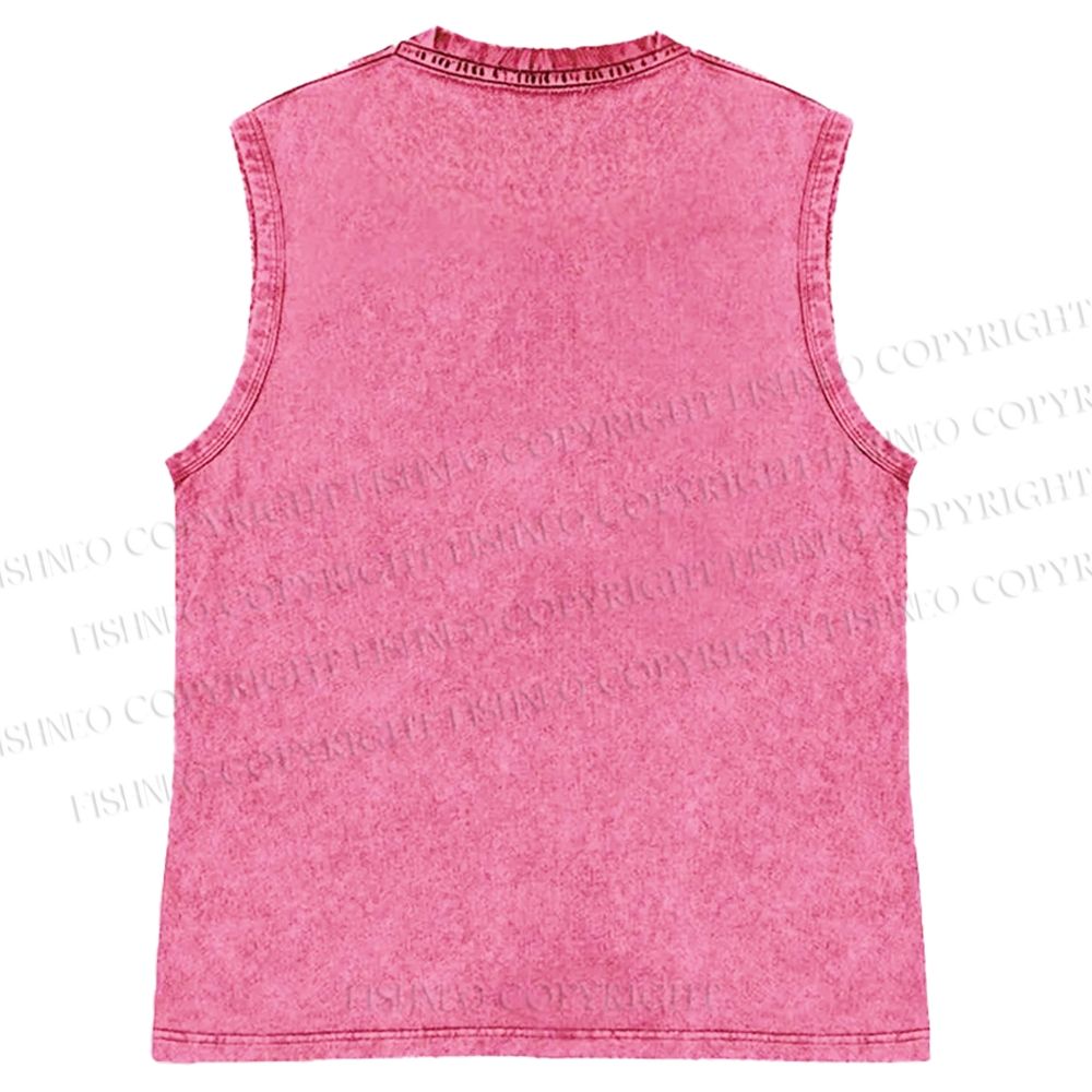 Unisex Yayoi Kusama Mushroom Printed Washed Tank Top