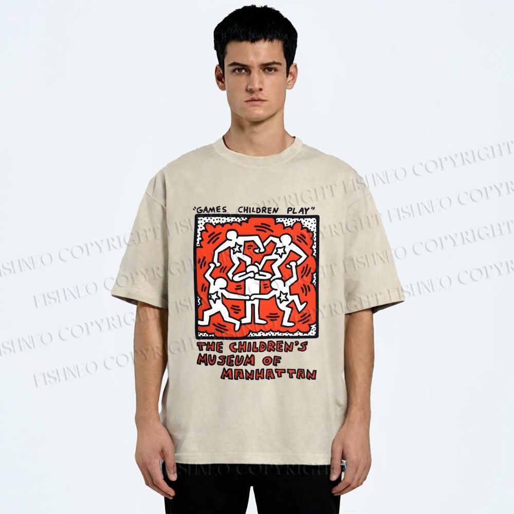 Unisex Keith Haring Children's Game Printed Washed Tee