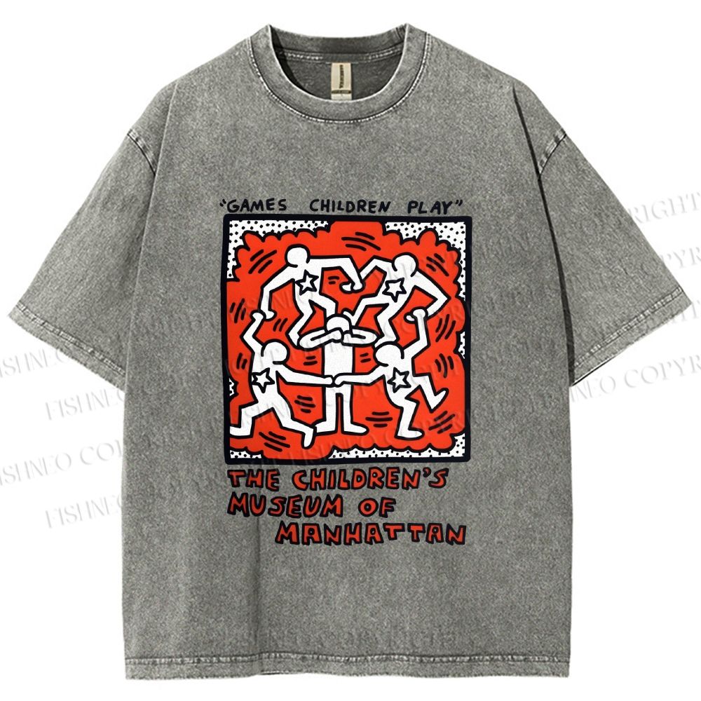 Unisex Keith Haring Children's Game Printed Washed Tee