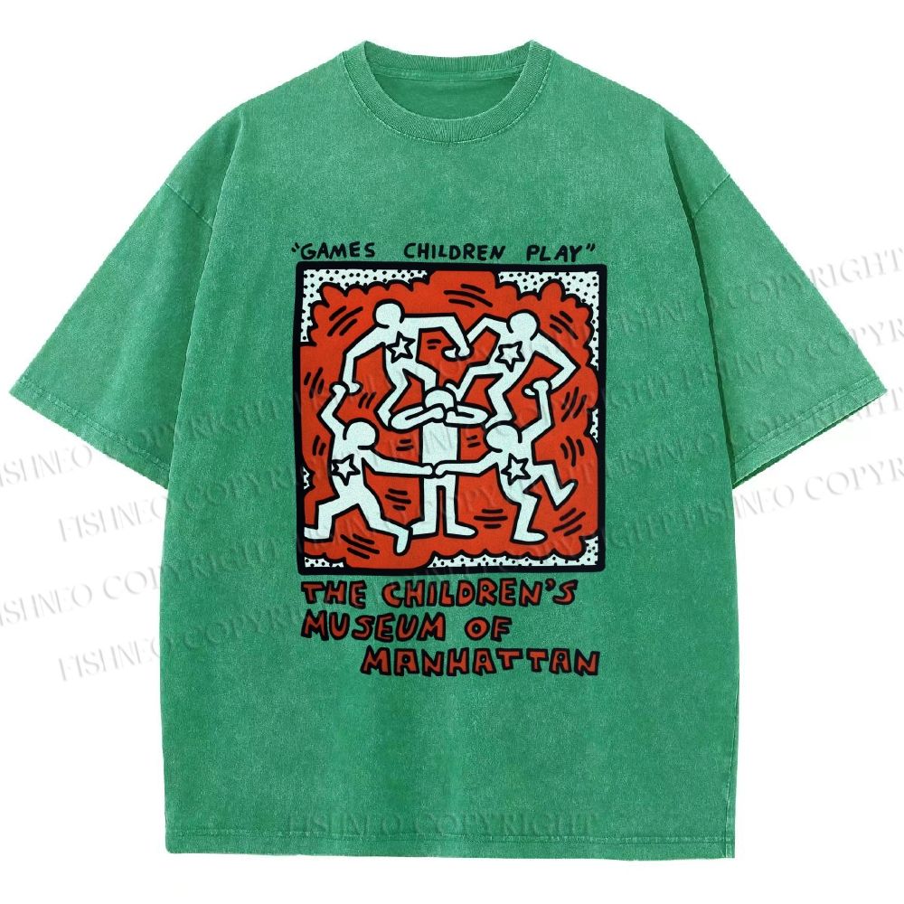 Unisex Keith Haring Children's Game Printed Washed Tee