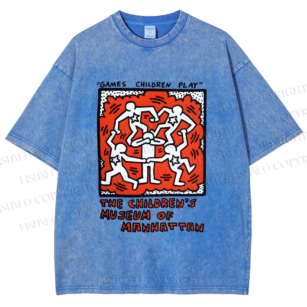 Unisex Keith Haring Children's Game Printed Washed Tee