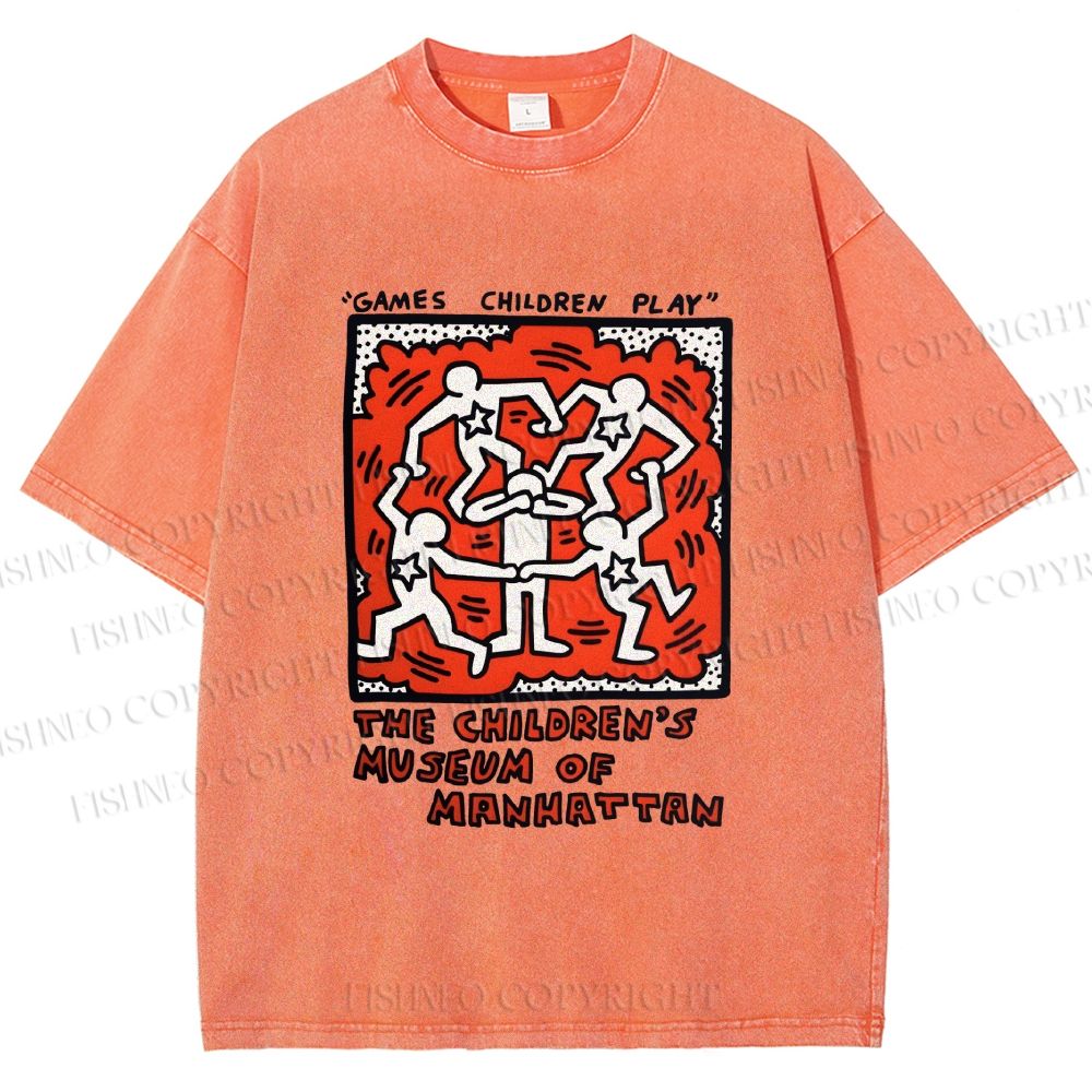 Unisex Keith Haring Children's Game Printed Washed Tee