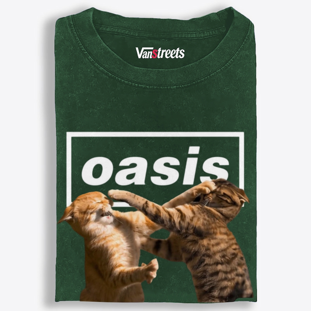 Meowsis: Cat Fight Retro Washed T-Shirt | 100% Cotton | Streetwear Essential