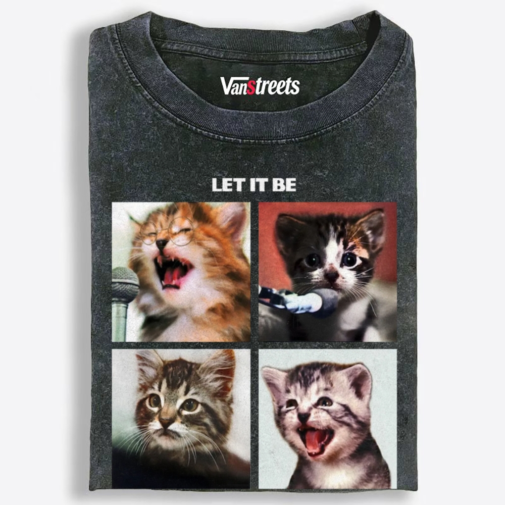 Let It Meow Retro Washed T-Shirt | 100% Cotton | Streetwear Essential