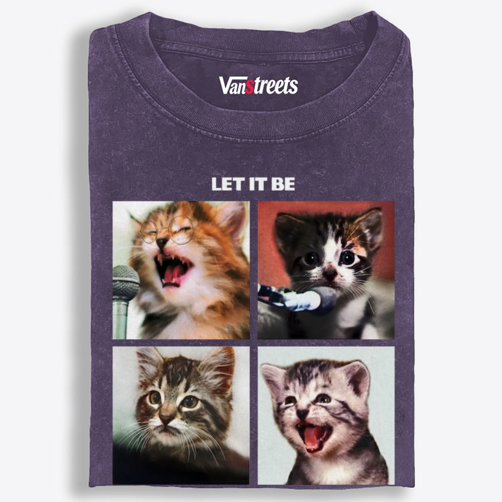 Let It Meow Retro Washed T-Shirt | 100% Cotton | Streetwear Essential