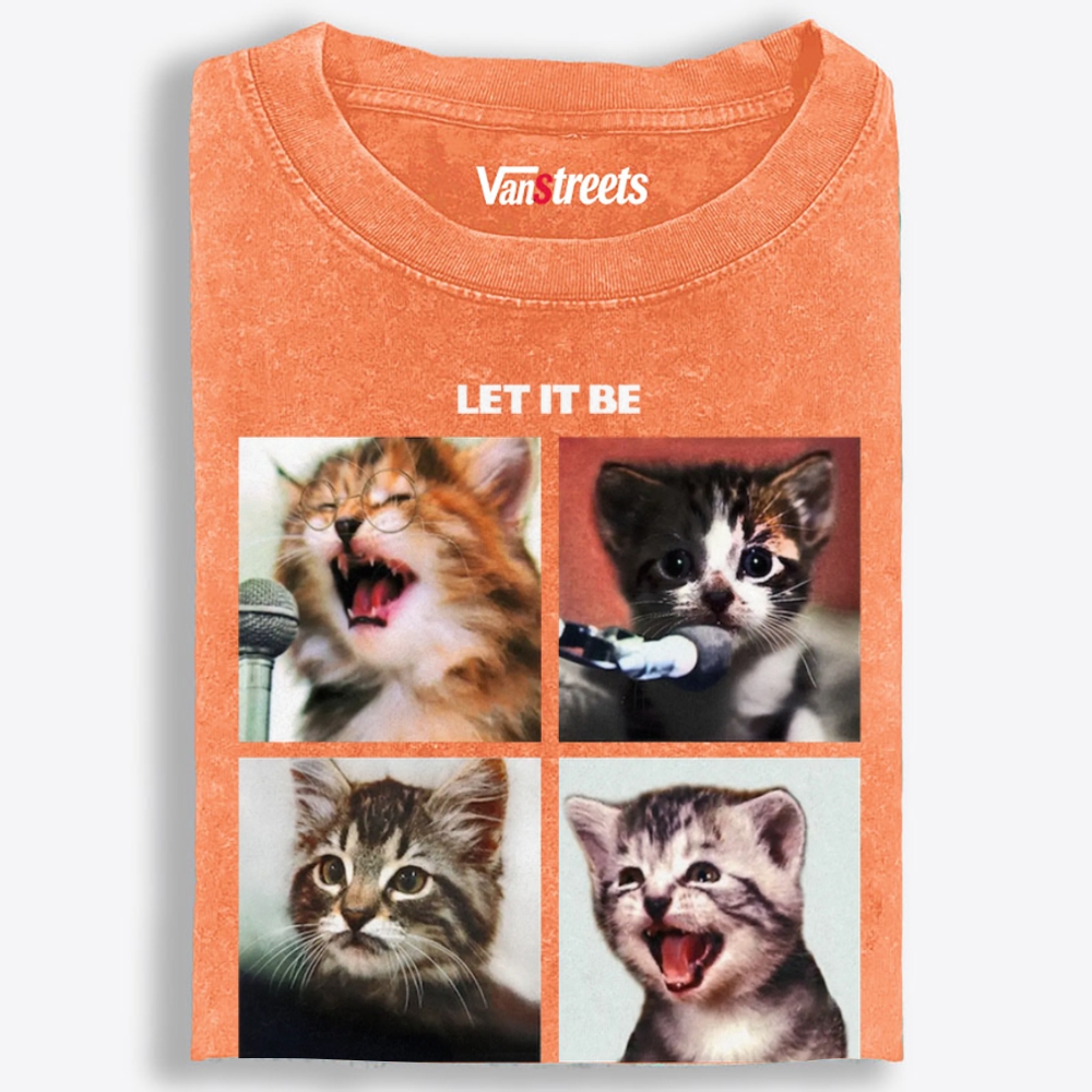 Let It Meow Retro Washed T-Shirt | 100% Cotton | Streetwear Essential