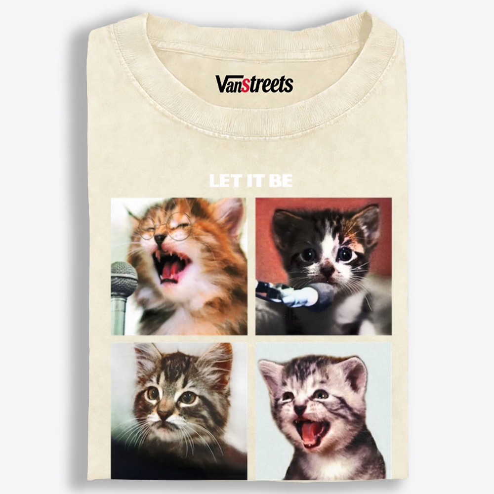 Let It Meow Retro Washed T-Shirt | 100% Cotton | Streetwear Essential