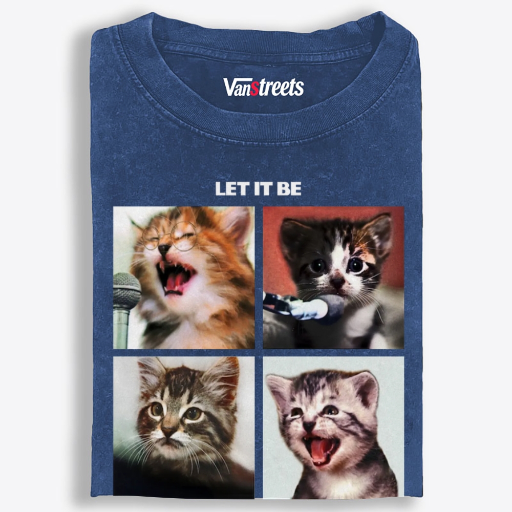 Let It Meow Retro Washed T-Shirt | 100% Cotton | Streetwear Essential