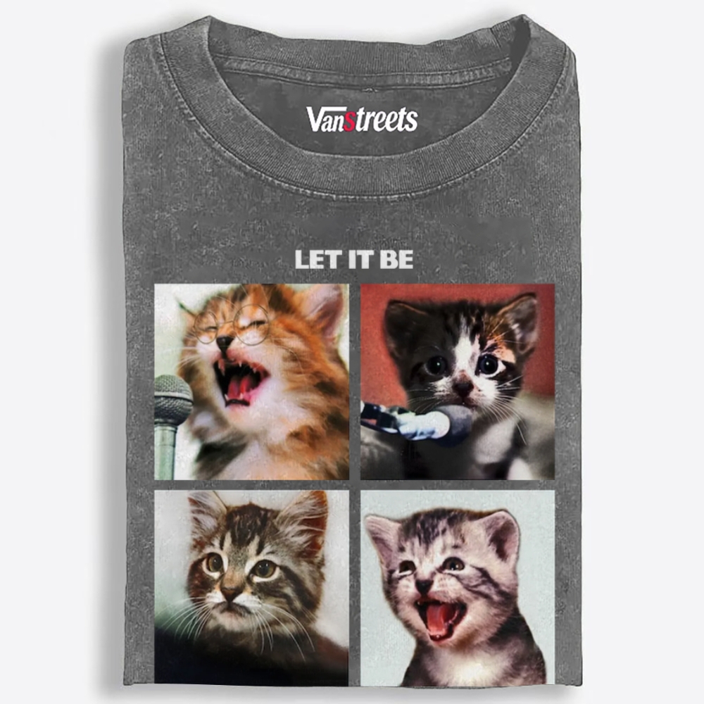 Let It Meow Retro Washed T-Shirt | 100% Cotton | Streetwear Essential