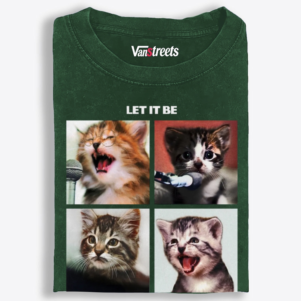 Let It Meow Retro Washed T-Shirt | 100% Cotton | Streetwear Essential