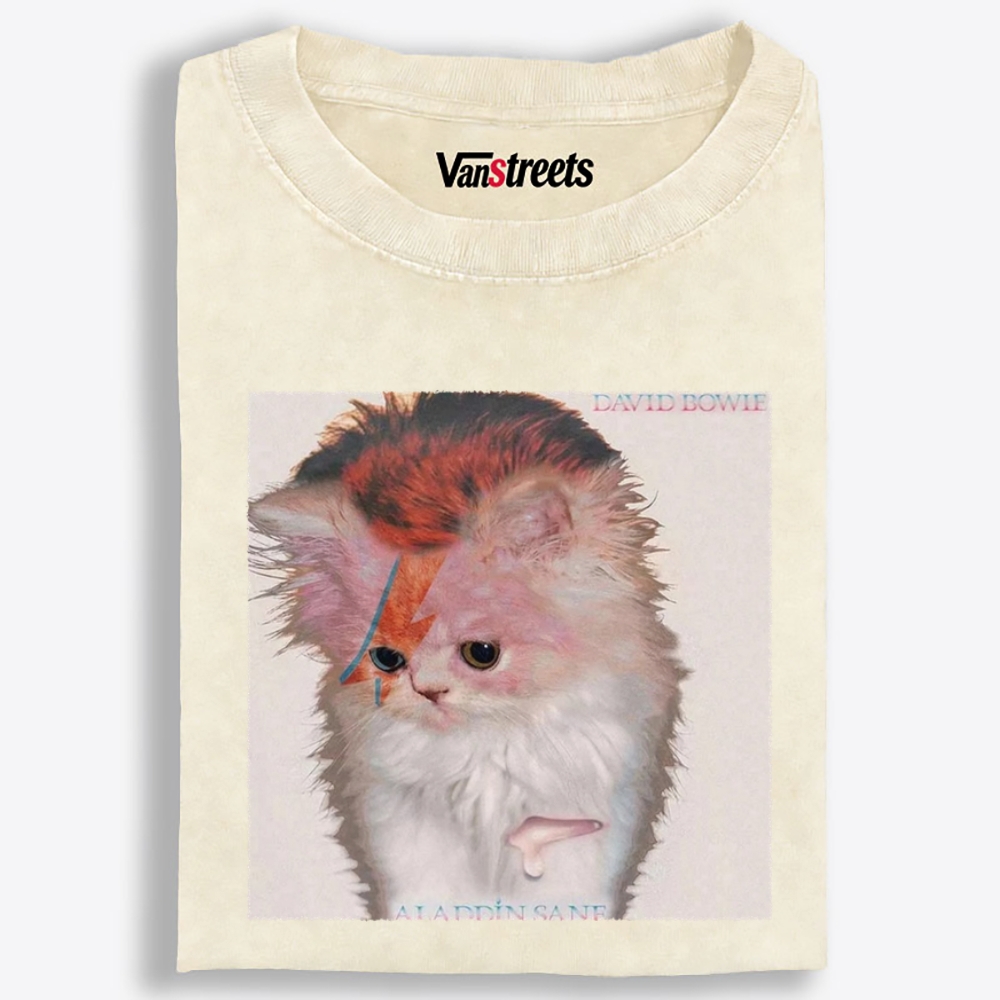 David Meowie Retro Washed T-Shirt | 100% Cotton | Streetwear Essential