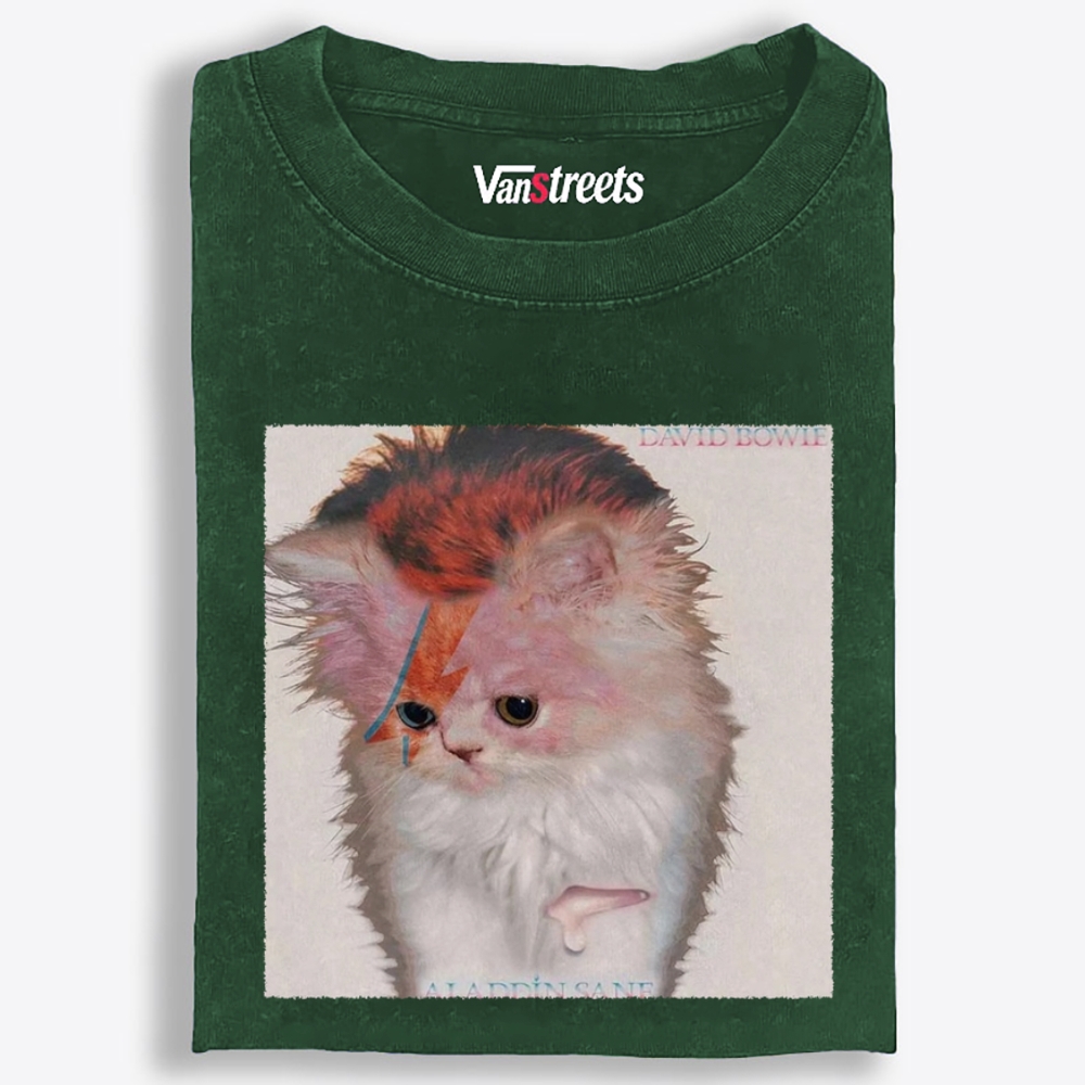 David Meowie Retro Washed T-Shirt | 100% Cotton | Streetwear Essential