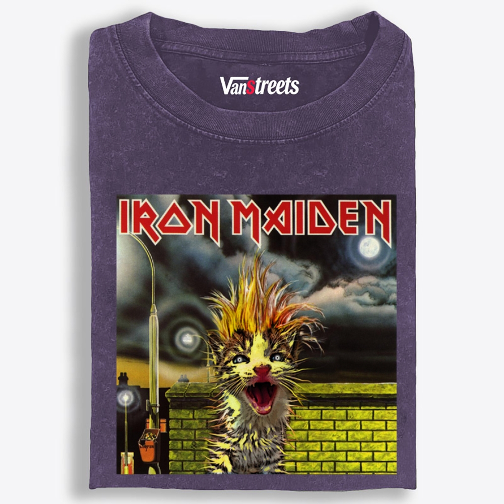 Iron Meowden Retro Washed T-Shirt | 100% Cotton | Streetwear Essential