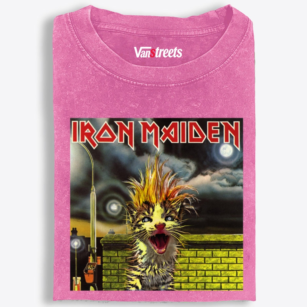 Iron Meowden Retro Washed T-Shirt | 100% Cotton | Streetwear Essential
