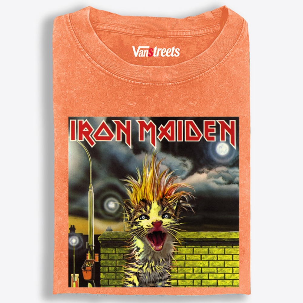 Iron Meowden Retro Washed T-Shirt | 100% Cotton | Streetwear Essential