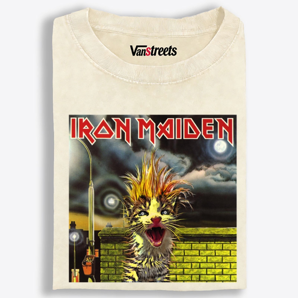Iron Meowden Retro Washed T-Shirt | 100% Cotton | Streetwear Essential