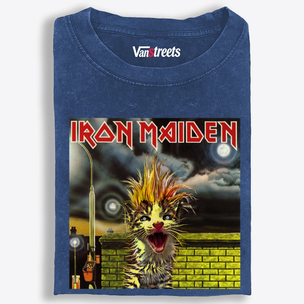Iron Meowden Retro Washed T-Shirt | 100% Cotton | Streetwear Essential
