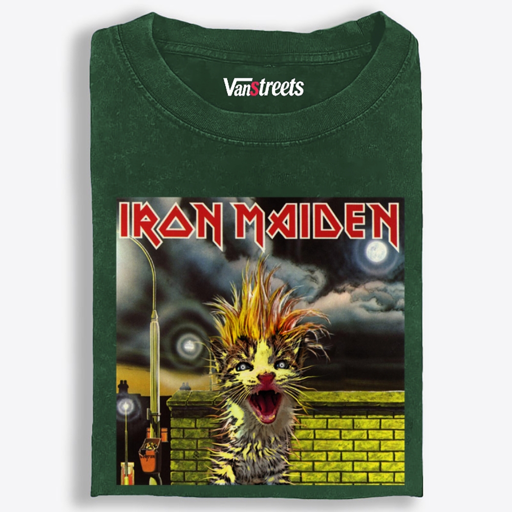 Iron Meowden Retro Washed T-Shirt | 100% Cotton | Streetwear Essential