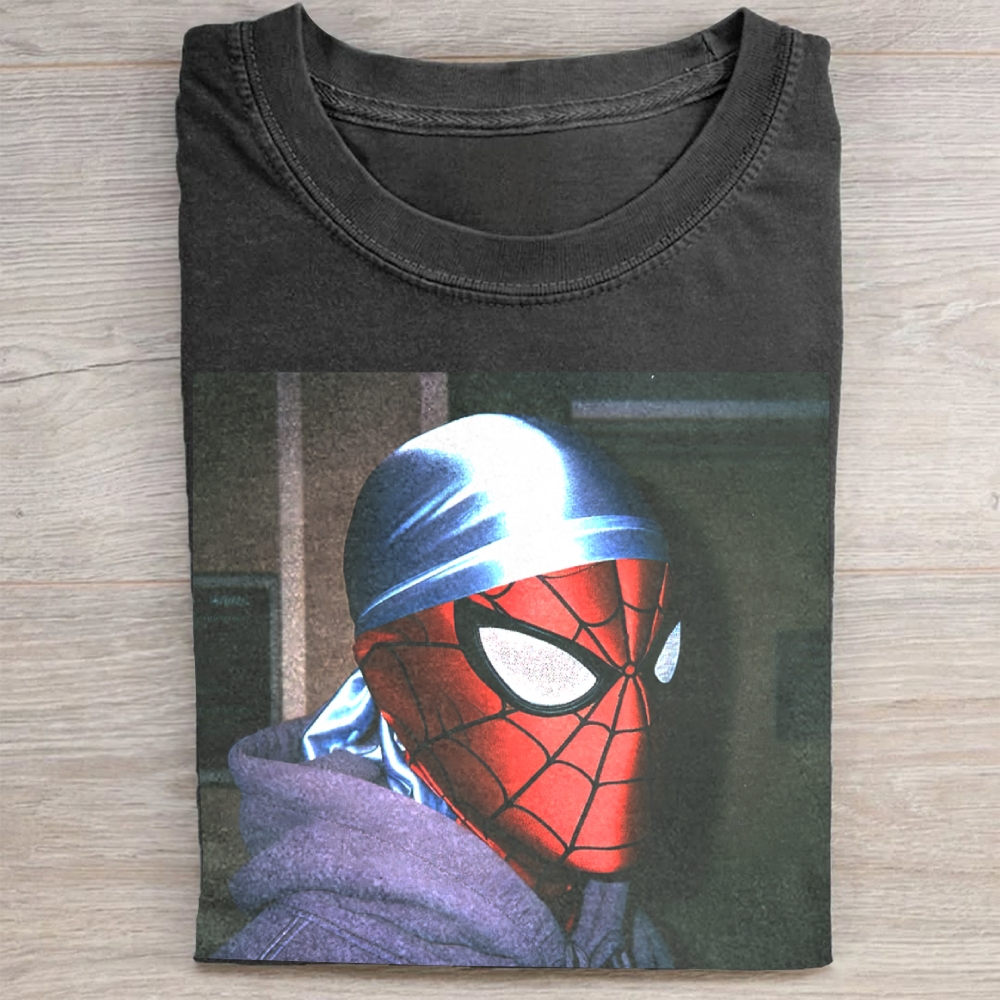 Streetwear Superhero Durag Graphic Vintage Washed Tee
