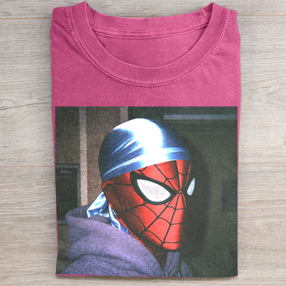 Streetwear Superhero Durag Graphic Vintage Washed Tee