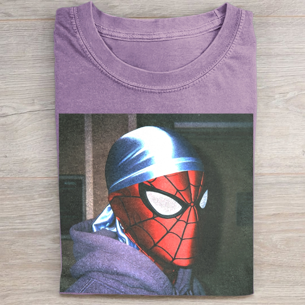 Streetwear Superhero Durag Graphic Vintage Washed Tee