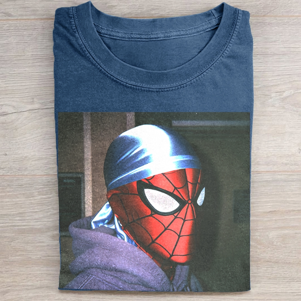 Streetwear Superhero Durag Graphic Vintage Washed Tee