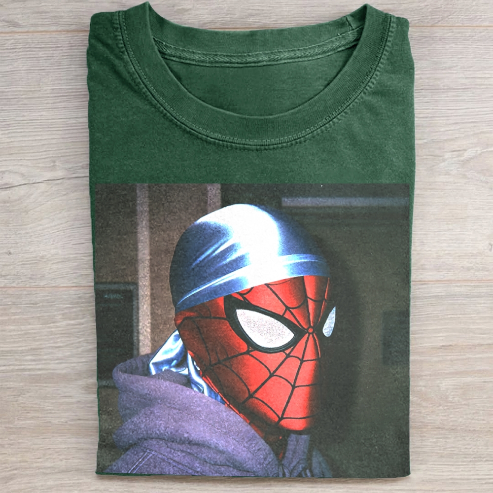 Streetwear Superhero Durag Graphic Vintage Washed Tee