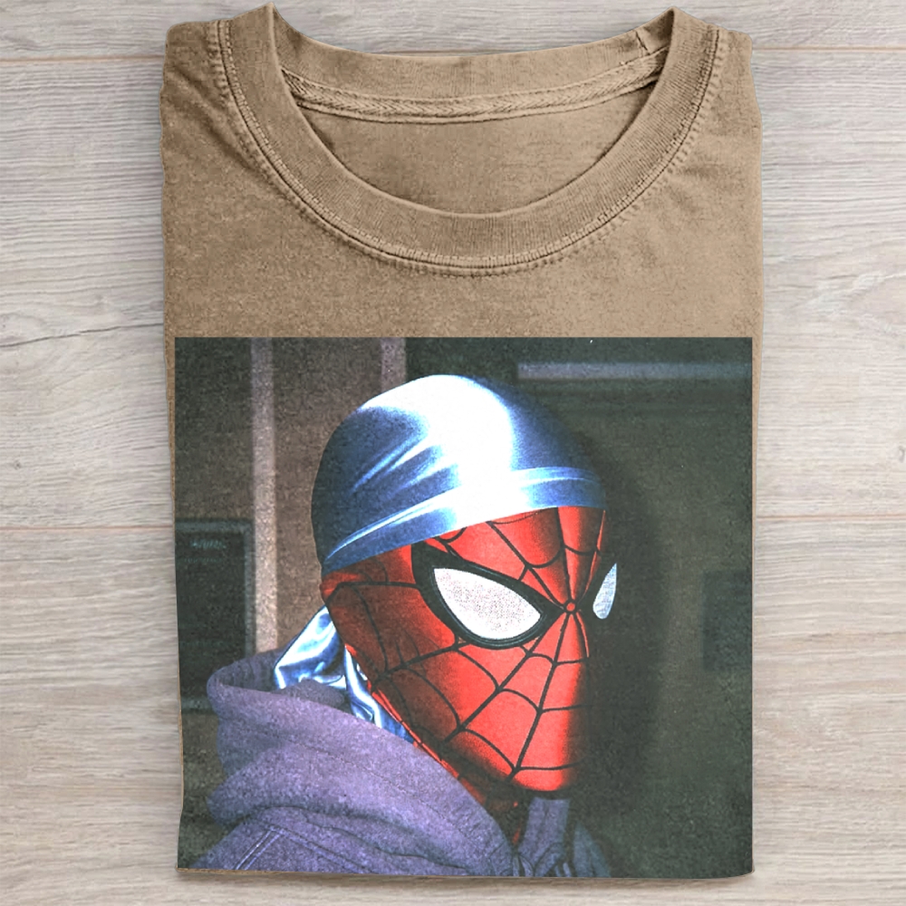 Streetwear Superhero Durag Graphic Vintage Washed Tee