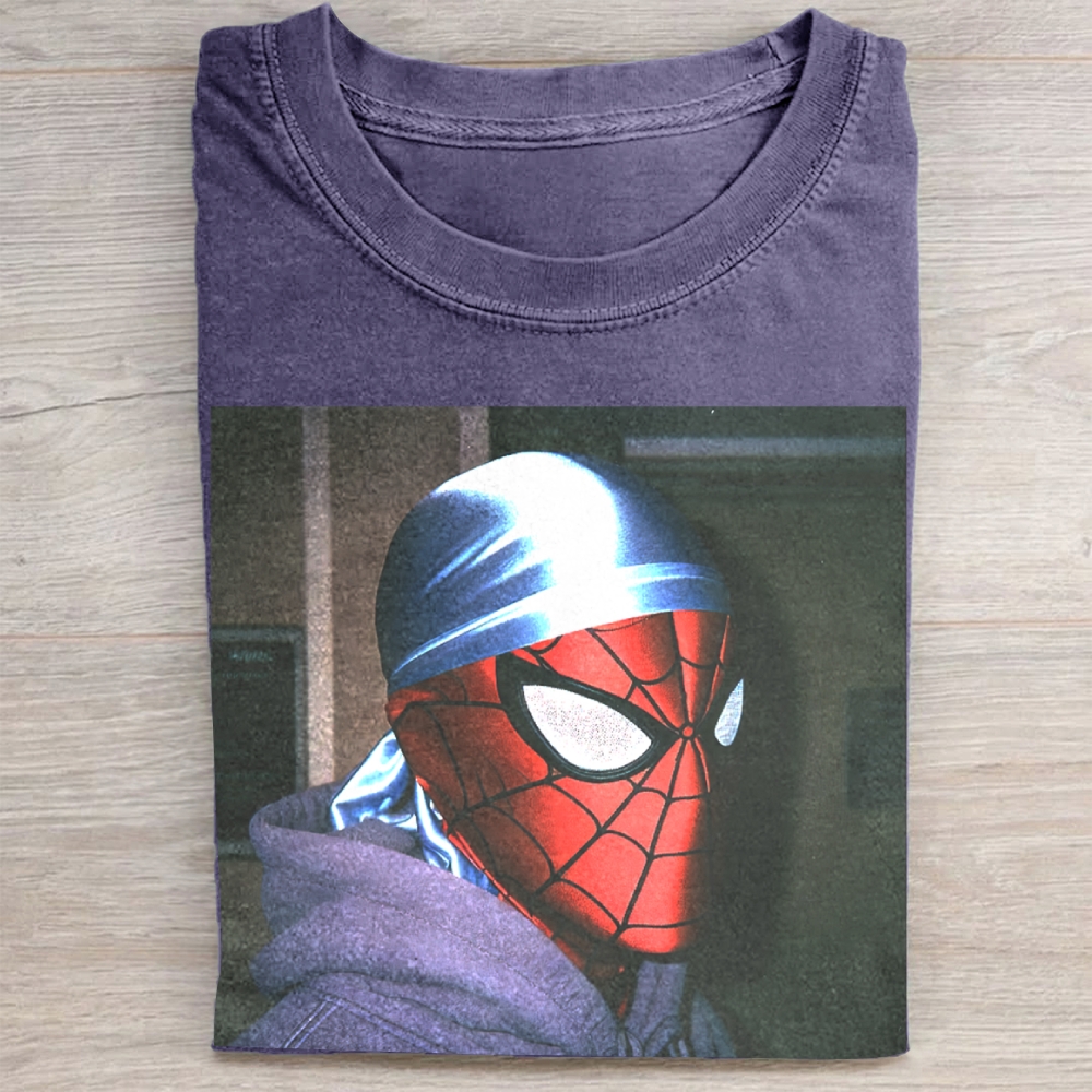 Streetwear Superhero Durag Graphic Vintage Washed Tee