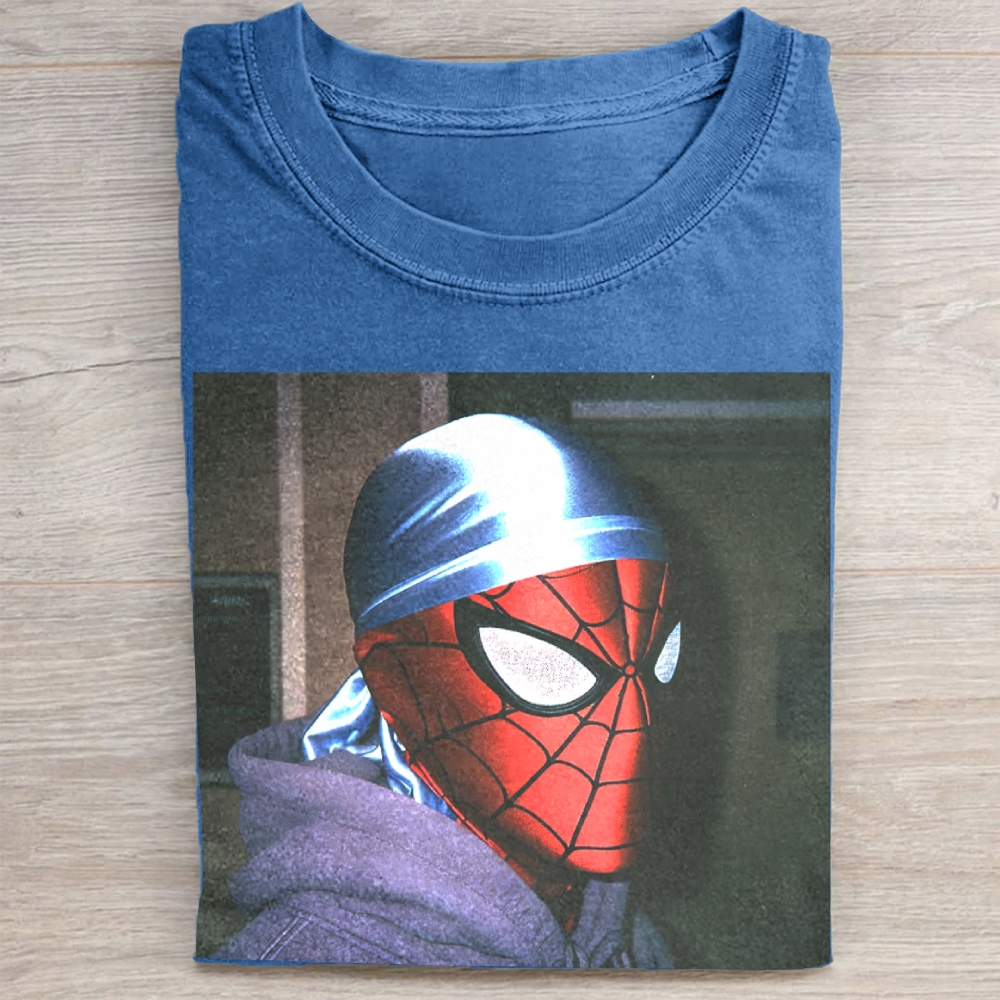 Streetwear Superhero Durag Graphic Vintage Washed Tee
