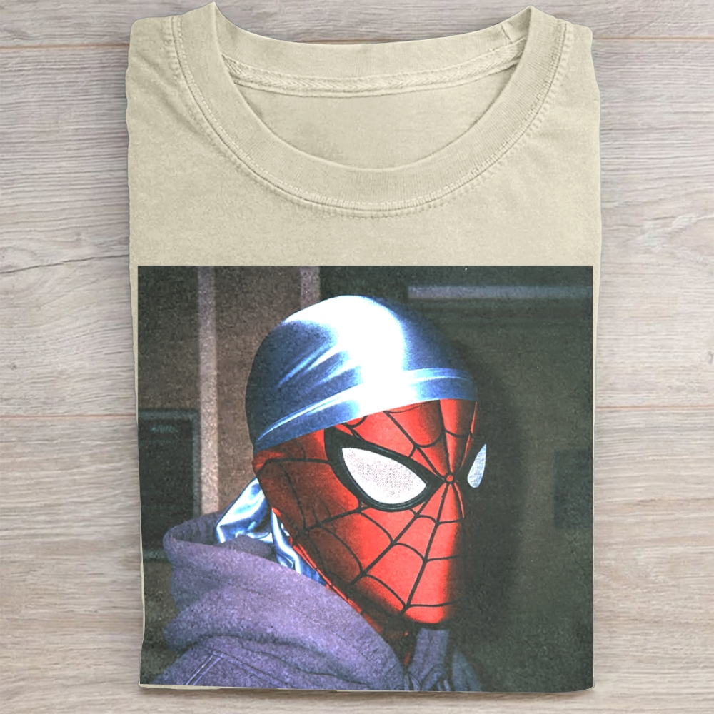 Streetwear Superhero Durag Graphic Vintage Washed Tee