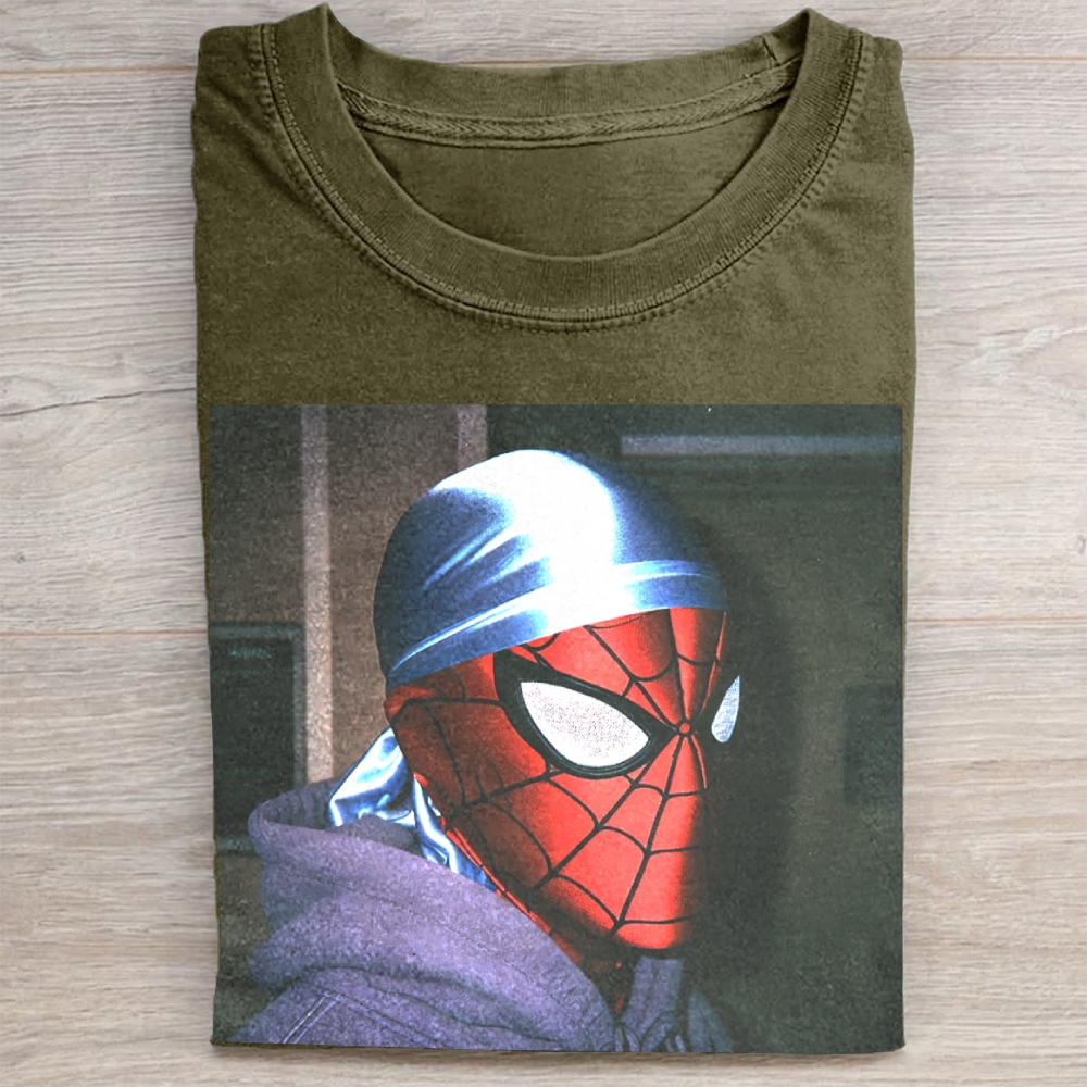 Streetwear Superhero Durag Graphic Vintage Washed Tee