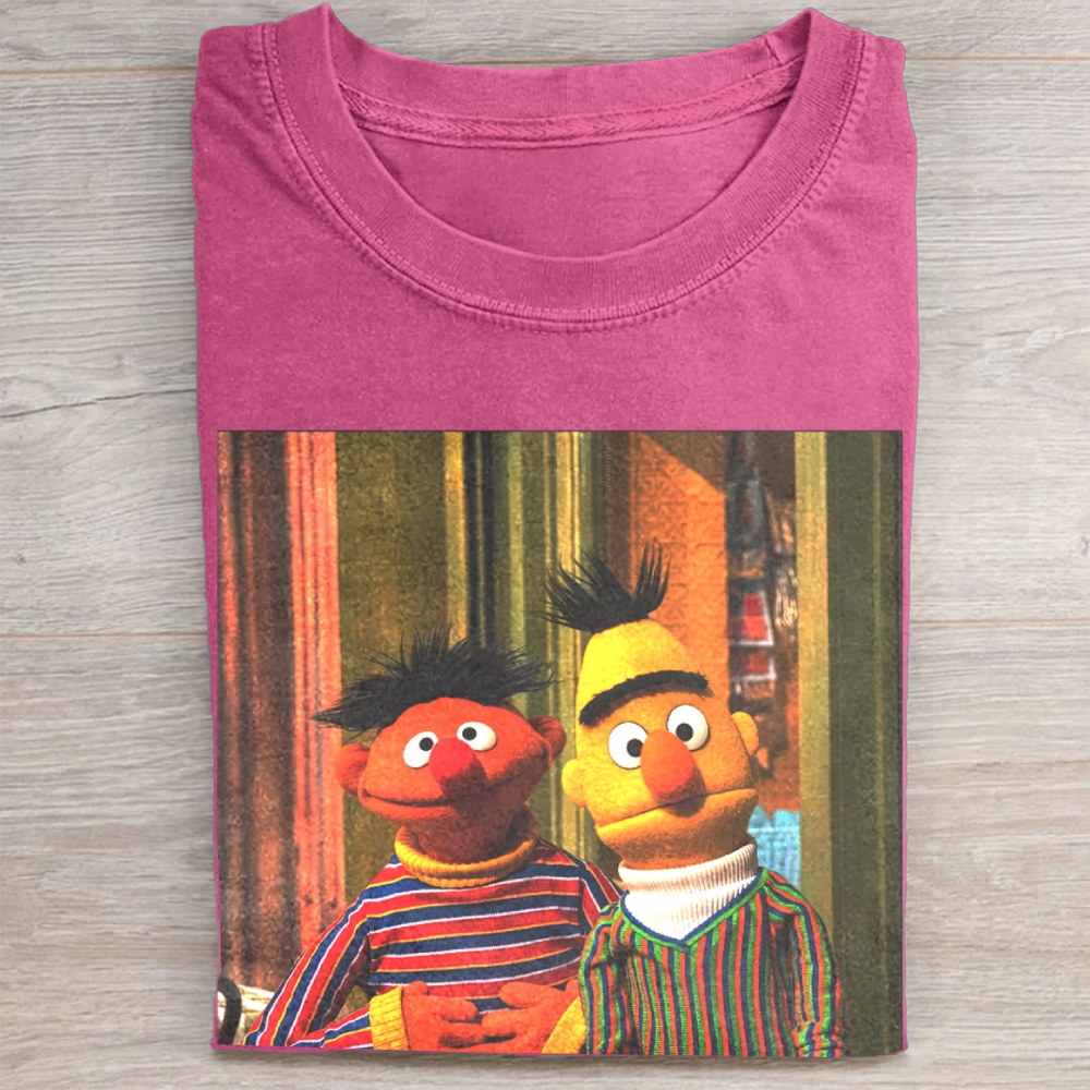 Classic Puppet Duo Nostalgic Graphic Vintage Washed Tee 