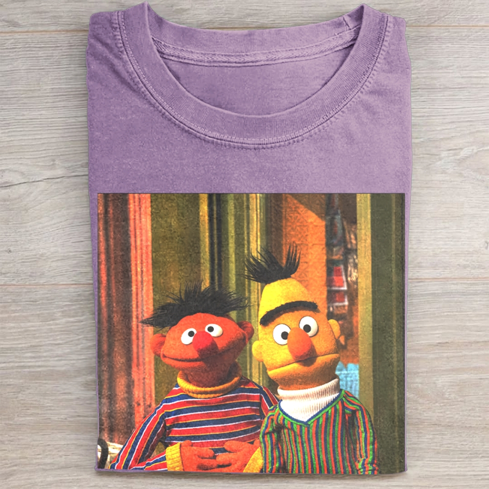 Classic Puppet Duo Nostalgic Graphic Vintage Washed Tee 