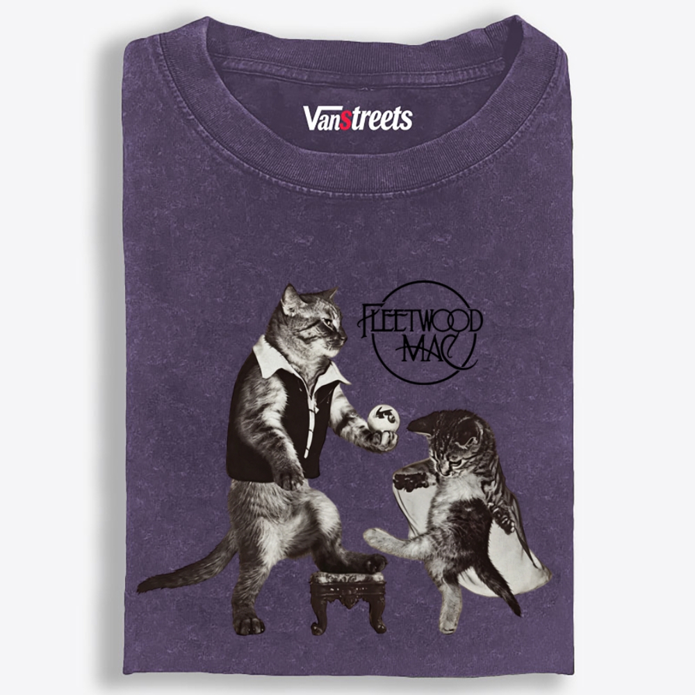 Fleetwood Meow Retro Washed T-Shirt | 100% Cotton | Streetwear Essential