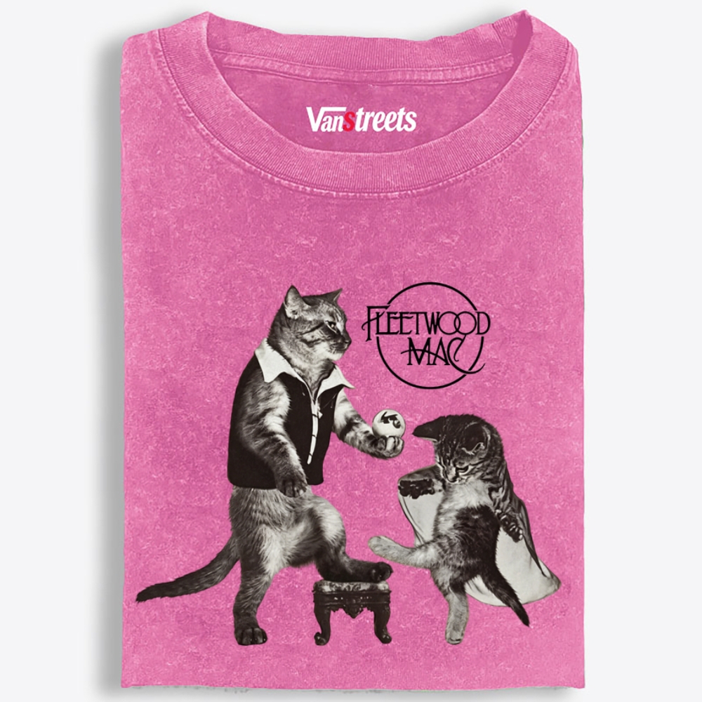 Fleetwood Meow Retro Washed T-Shirt | 100% Cotton | Streetwear Essential