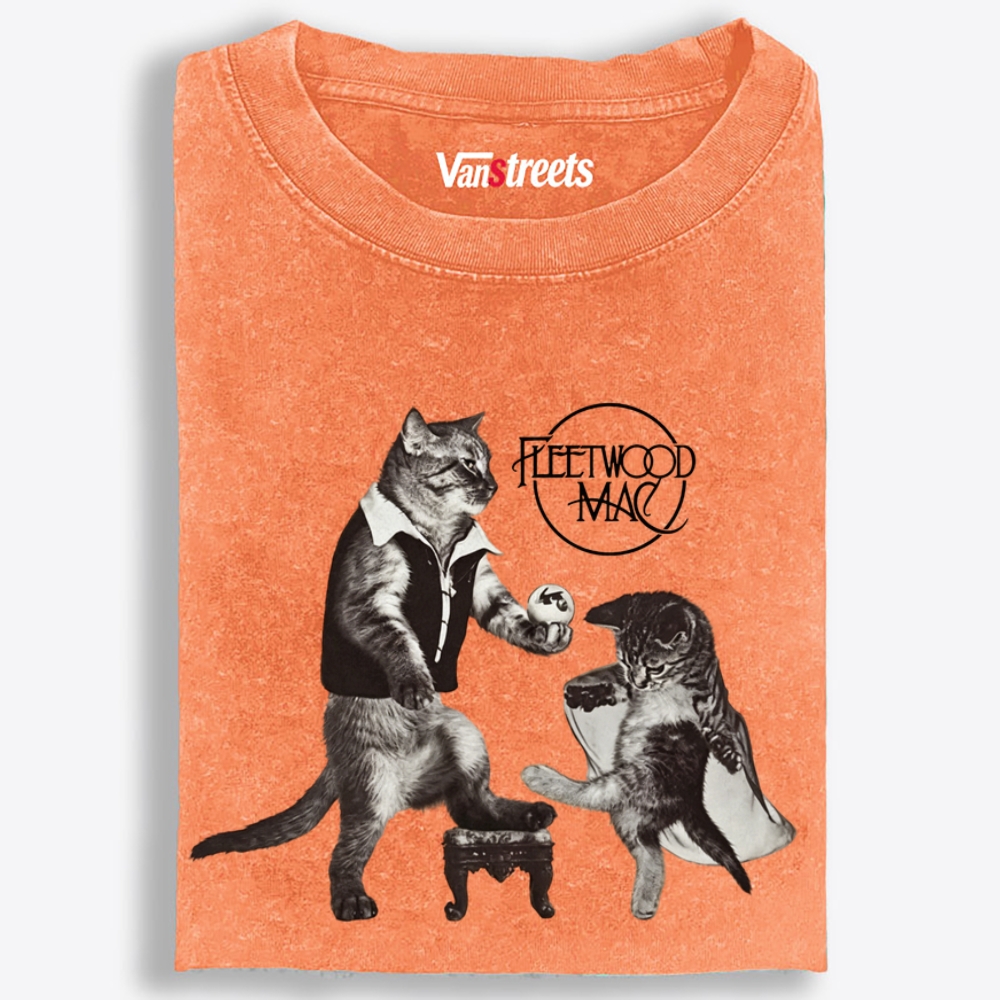 Fleetwood Meow Retro Washed T-Shirt | 100% Cotton | Streetwear Essential