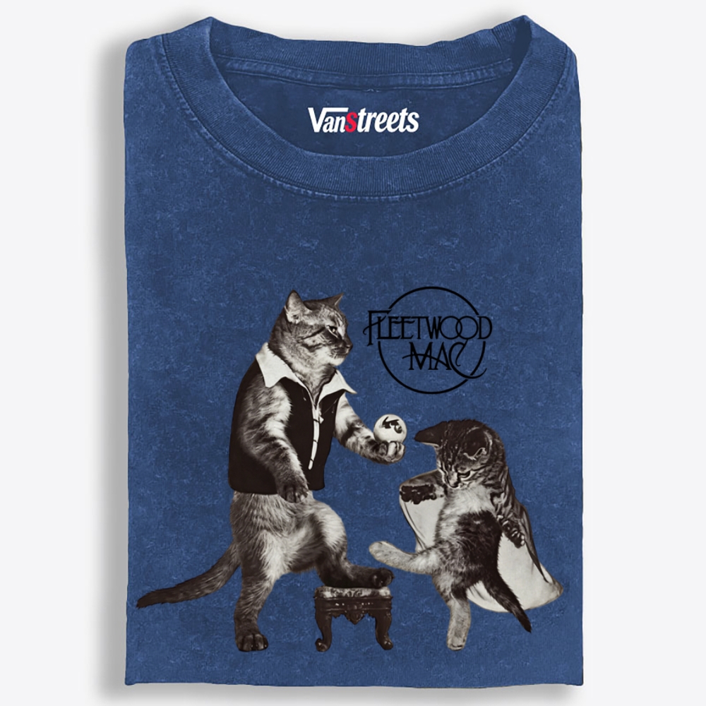 Fleetwood Meow Retro Washed T-Shirt | 100% Cotton | Streetwear Essential