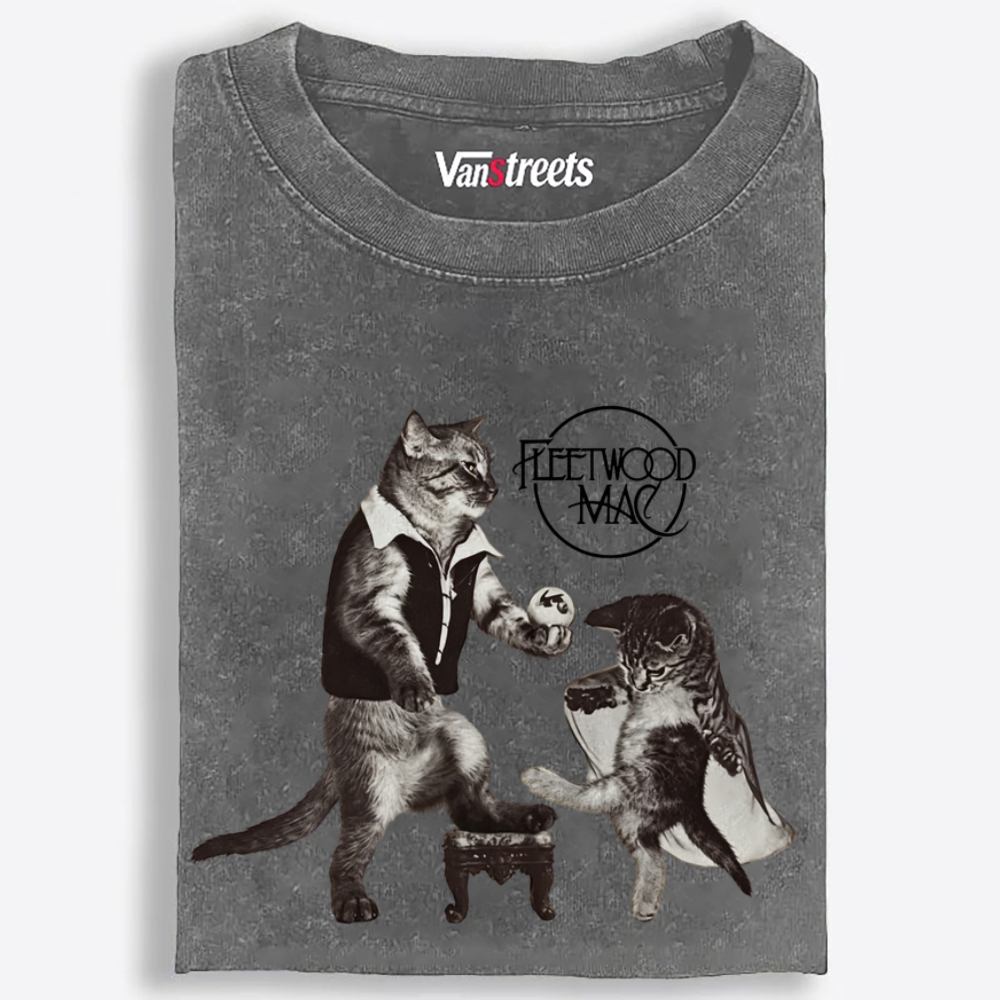 Fleetwood Meow Retro Washed T-Shirt | 100% Cotton | Streetwear Essential