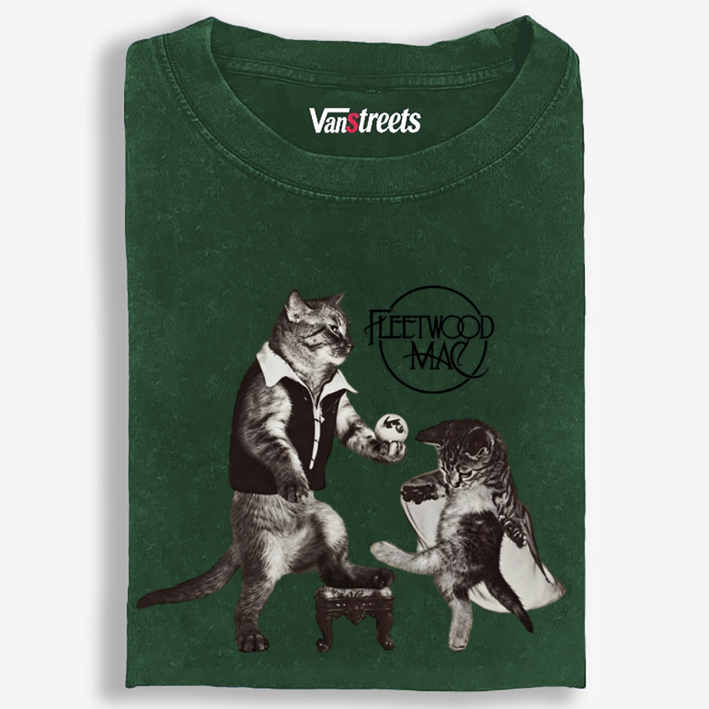 Fleetwood Meow Retro Washed T-Shirt | 100% Cotton | Streetwear Essential