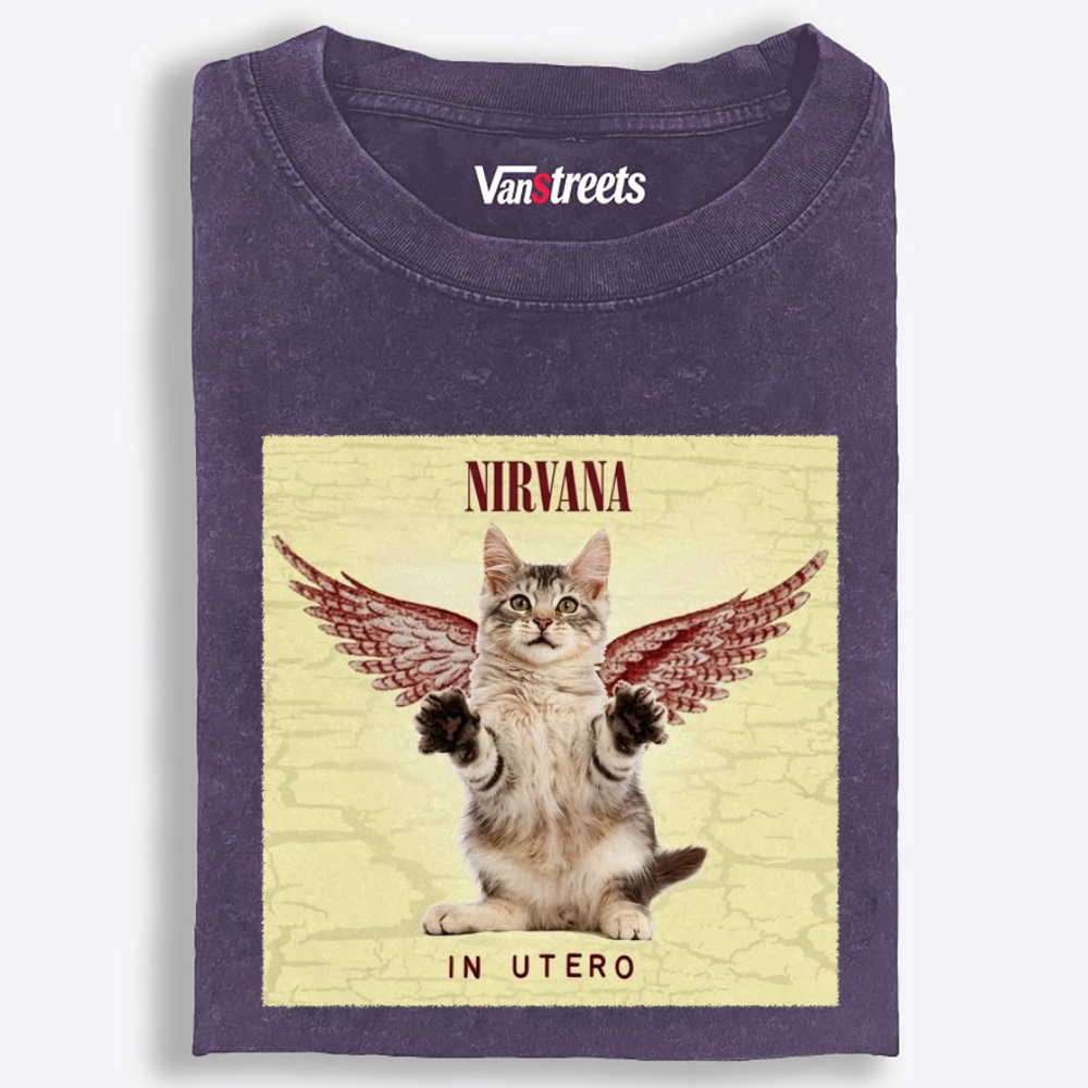 Meowvana: In Mewtero Retro Washed T-Shirt | 100% Cotton | Streetwear Essential