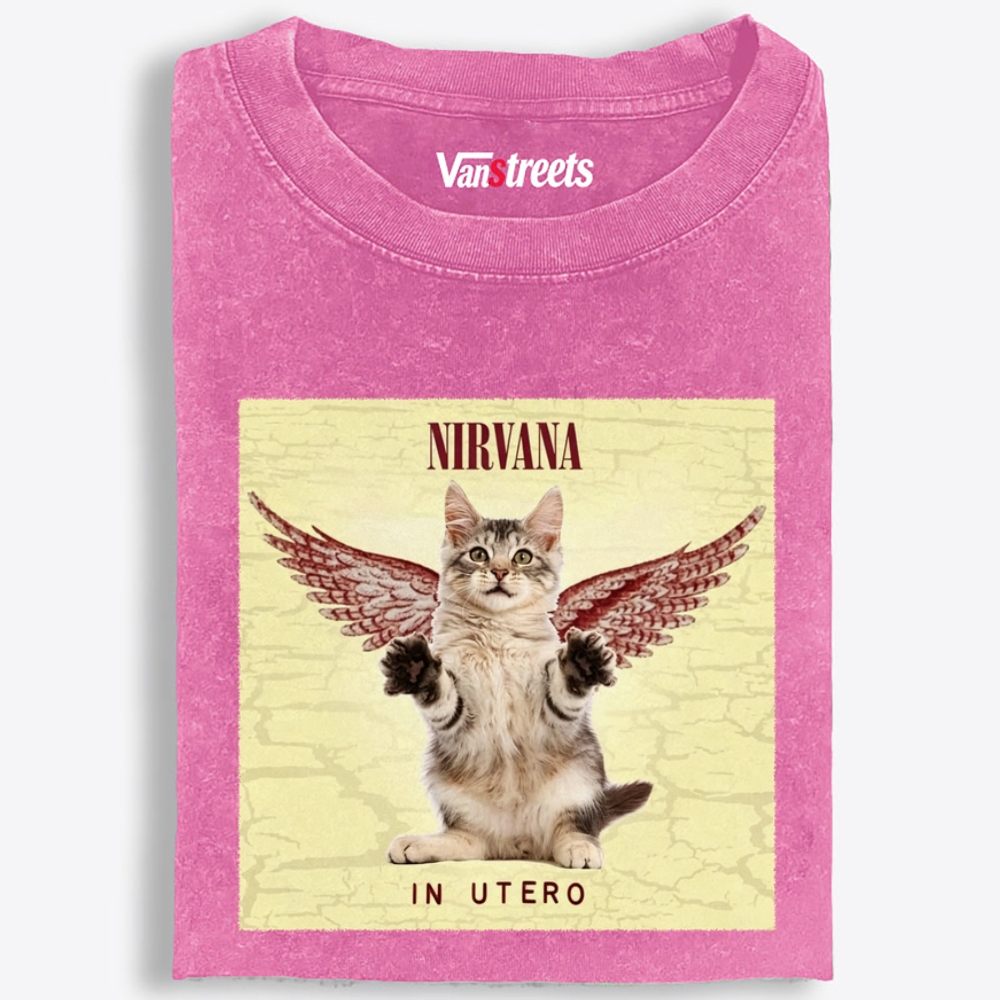 Meowvana: In Mewtero Retro Washed T-Shirt | 100% Cotton | Streetwear Essential